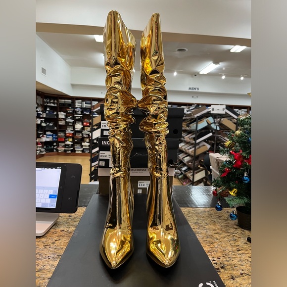 INC International Concepts Iyonna Gold Knee High Boots - Picture 5 of 7